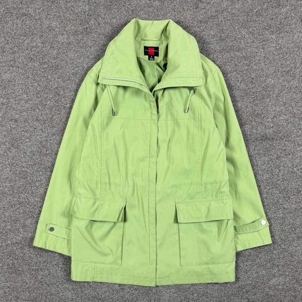 Light Green Micro Suede Lightweight Parka Jacket Womens S Full Zip Retro 90s Y2K